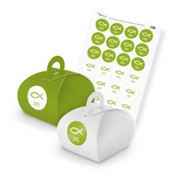 Itenga Set Fisch Danke M89 24X Geschenkbox Mit Griff GrüN Weiß Und Sticker