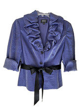 Adrianna Papell Shimmery Blue Black Accents Evening Essentials Jacket Size 6