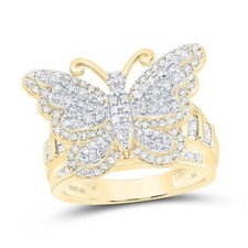 10kt YELLOW Gold women 1 1/2 CTW-DIA NK FASHION BUTTERFLY RING