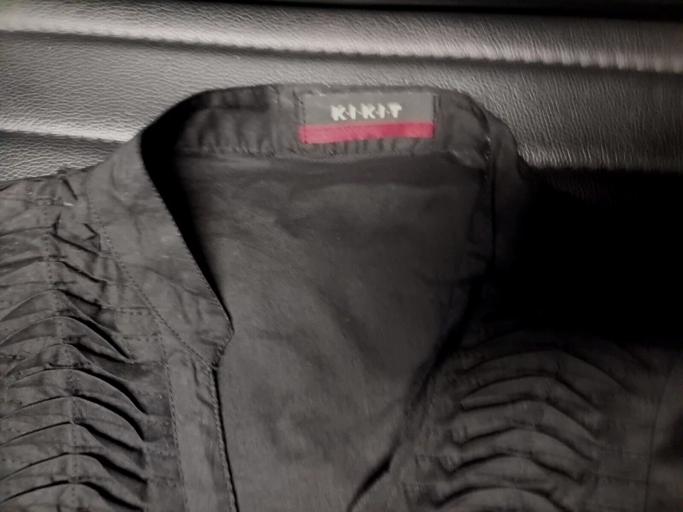 KIKIT Black Pleated Front Sleeveless‎ Blouse 100% Cotton Size M - Image 3 of 3