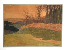 Painting Picture WATERCOLOR ON PAPER GUSTAVO PETRONIO "WINTER LANDSCAPE"