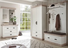 Garderobe Garderobenset in Pinie weiß / Oslo Pinie Landhaus Garderobe Set Rovola