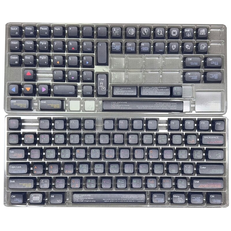 Mechanical Keyboard XDA Profile Sublimated Keycaps 128Pcs Black for Programmers and Typists