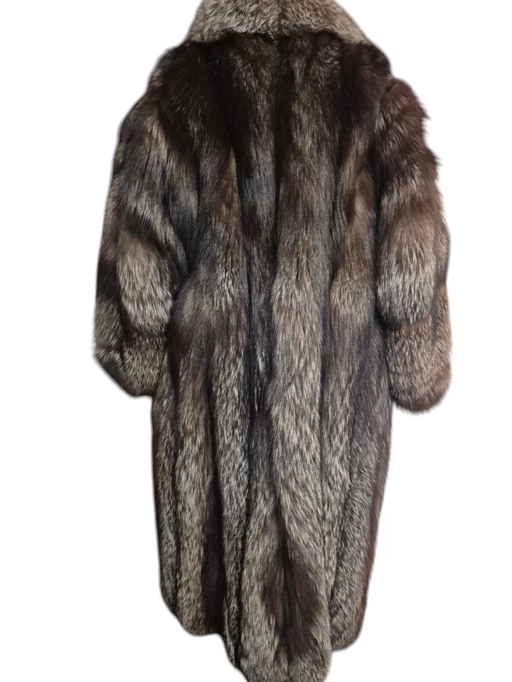 Vintage Silver  Fox Long Fur Coat Pit To Pit 24" Length 46" - Image 3 of 4
