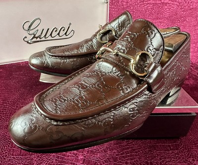 $980 Mens Brown Gucci Supreme Leather Loafers Sz 10 G 11 D