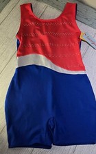 Cat  Jack Girls' Patriotic Unitard Biketard Leotard Sz: L 10/12  Clear Sequin