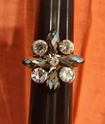 Gunmetal Grey Gray Mirror Black Clear Rhinestone Gem Jewel Bead Cocktail Ring — photo 1