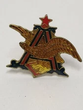 Anheuser Busch Logo Lapel Pin Red & Gold Colored  Beer Company