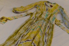 SILVIA TCHERASSI Annmarie Dress Citrus Water Silk Viscose Wrap Midi Boho S