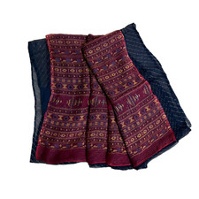Vintage Saree Women Wrap Dress Indian Blue Dressmaking Crafted Material Sari 5YD