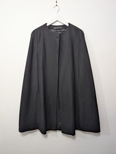ZARA Black Wool Cape Coat Blazer Poncho Size S Fully Lined