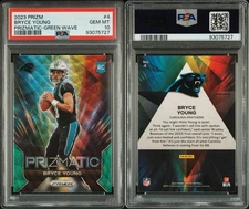 Bryce Young 2023 Panini Prizm #4 Prizmatic Green Wave Rookie (RC) PSA 10 Gem