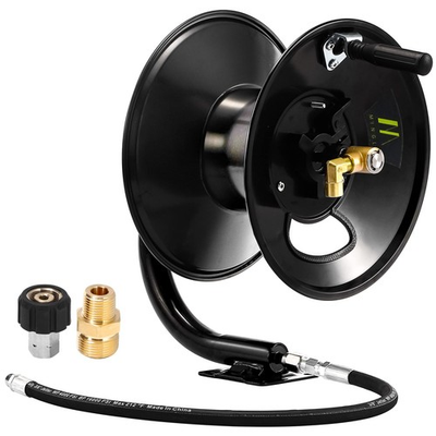 #ad Pressure Washer Hose Reel 100ft Heavy Duty Steel Hose Reel Manual Crank Pow... $158.36