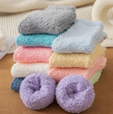 6Pairs Women Ladies Soft Fluffy Bed Socks Winter Warm Lounge Slipper Fleece Sock