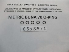 6.5mm ID x 8.5mm OD x 1mm thick O-ring. Buna-70. Quan 5.