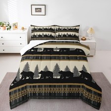 Bear Bedding Set Boys Wild Animal Comforter Set for Teens Nature Wildlife Bea...