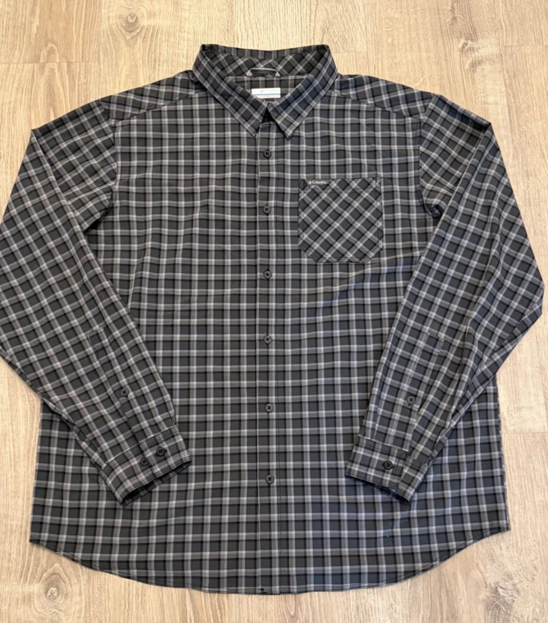 Columbia Shirt Mens 2XL Gray Plaid Button Up Long Sleeve Flannel Outdoors