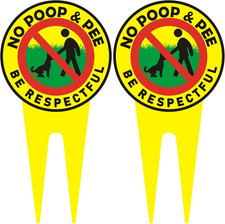 Dog No Poop Signs for Yard  2 Pieces BE RESPECTFUL  Double Sided for Garden, P