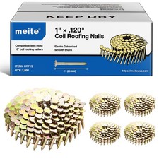meite Coil Roofing Nails 1" x 0.120" Electro Galvanized 15 Degree Coil Nails