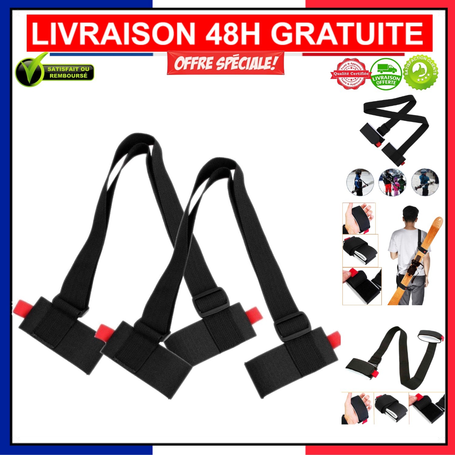 Sangles de Ski Gasea Porte-Skis Pratiques pour les Sorties en Famille et Station