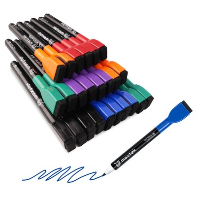 maxtek 24 Count Magnetic Dry Erase Markers Fine Tip 6 Colors Whiteboard Marke...