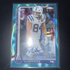 2025 Topps Chrome Tyler Warren Autograph Teal Wave Refractor /299 RC Colts