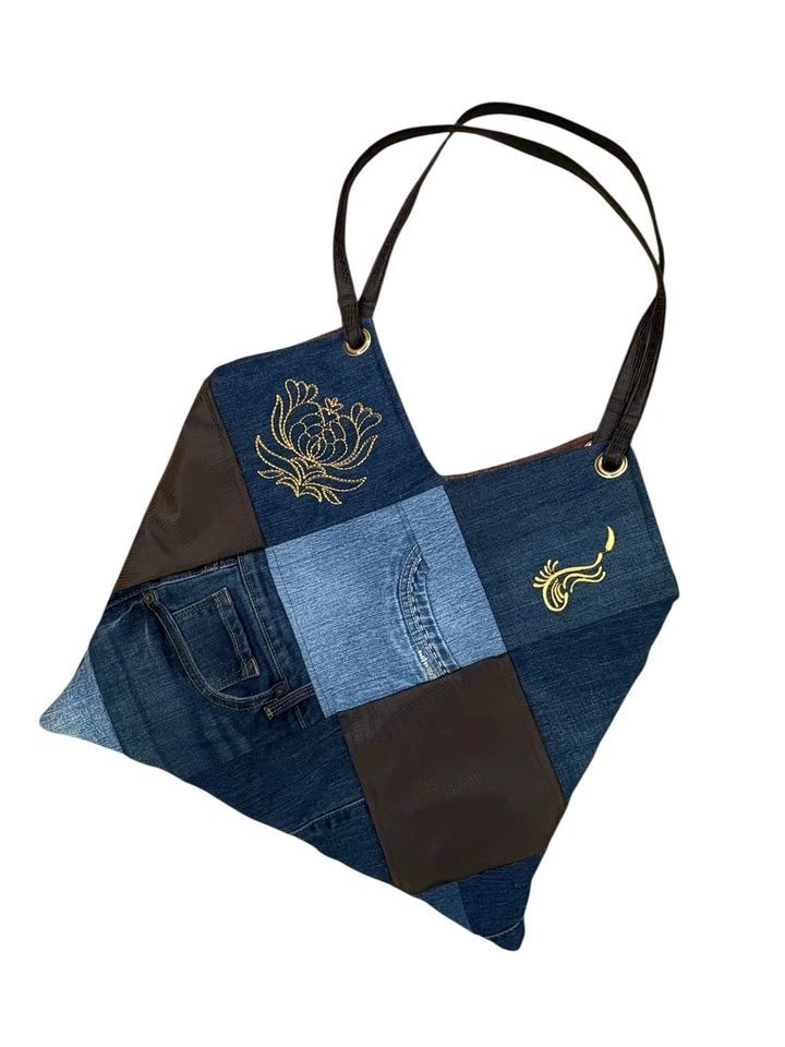 Bolso de Hombro Denim Jean Patchwork Hecho a Mano Envejecido Foto 3 de 3