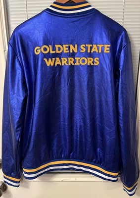 Golden State Warriors Royal Blue Yellow Bomber Jacket Size Large