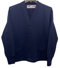 Vintage School Apparel Inc Cardigan Size 42 Navy Blue Sweater Made In USA EUC