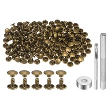 100 Sets Leather Rivets 6 x 8mm Metal with 3 Setter Tools Bronze