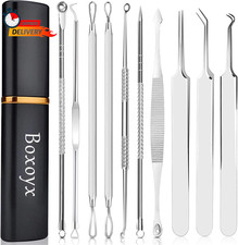 Pimple Popper Tool Kit - 10 Pcs Remover Comedone Extractor Kit with Metal Case