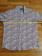 Marc Anthony Luxury Slim Fit Bottom Down Cotton And Linen Floral Shirt. 