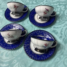 8 Pieces Dekor Feinsilber Rudolf Wachter RW Bavaria Demitasse Tea Cups  Saucers