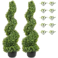 Uimoso 2pcs 4' Artificial Topiary Spiral Tree Faux Plant In/Outdoor Home Decor