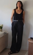Jenni Kayne Kyle Linen Wide Leg Pants Black 2...