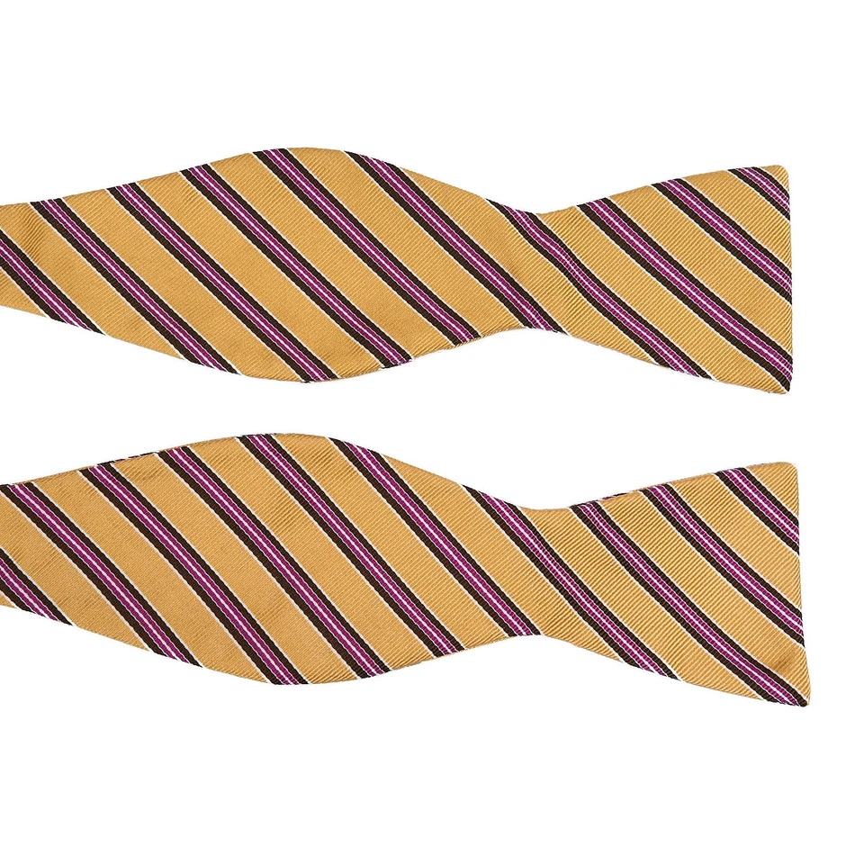 Pajarita de seda Saddlebred dorada azul marino rojo regimiento a rayas ajustable Foto 2 de 4