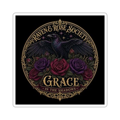 Raven & Rose Society Kiss-Cut Sticker | Grace in the Shadows | Gothic Dark