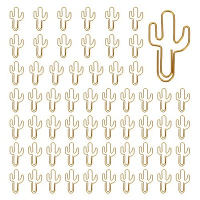 60Pcs Paper Clip, Cactus Shape Paper Clip Small Cute Bookmarks, Gold