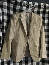 Wangyue Men’s Slim Fit 3 Piece Suit, Beige, Small, Measurements In Description