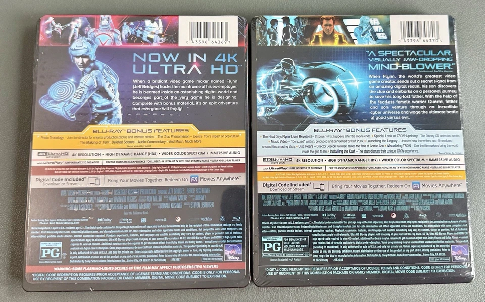 Tron (1982) & Tron Legacy 4K Blu-ray Steelbooks (запечатанный/новый) -доставка в коробке 📦 - Изображение 2 из 2