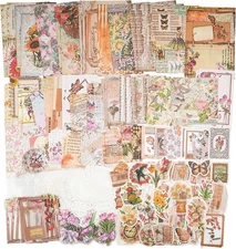 200 Vintage Ephemera Bundle - Cottagecore Paper & Stickers for Crafting