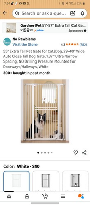 #ad No Pawblems White Short Pet Gate 29 46quot; Wide Pressure Lock 55quot; High $75.89