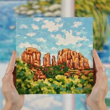 Cathedral Rock Oil Painting Original Desert Landscape Wall Art Sedona Artwork