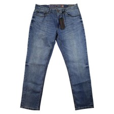 Jeans impermeables vintage para hombre 36x30 azul ciclón calce ajustado denim elástico NUEVO