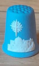 Vintage Wedgwood Blue Jasperware thimble Bethlehem scene Christmas 1988