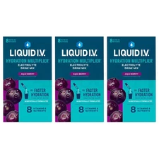 Liquid I.V. Hydration Multiplier Electrolite Drink Mix Acai Berry 8ct Lot of 3
