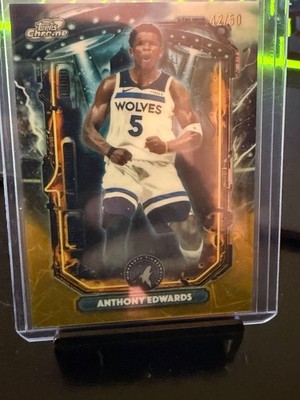 Anthony Edwards 2025-26 Topps Cosmic Chrome 42/50 Gold Velocity Laser ET #ET-2