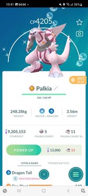 Pokemon Go Legendary Shiny Palkia (High Cp) 