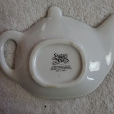 Vintage Precious Moments Tea Bag Dish 1991 Teapot Shaped Porcelain Enesco