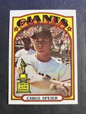 1972 Topps Chris Speier San Francisco Giants Rookie Card #165. rookie card picture